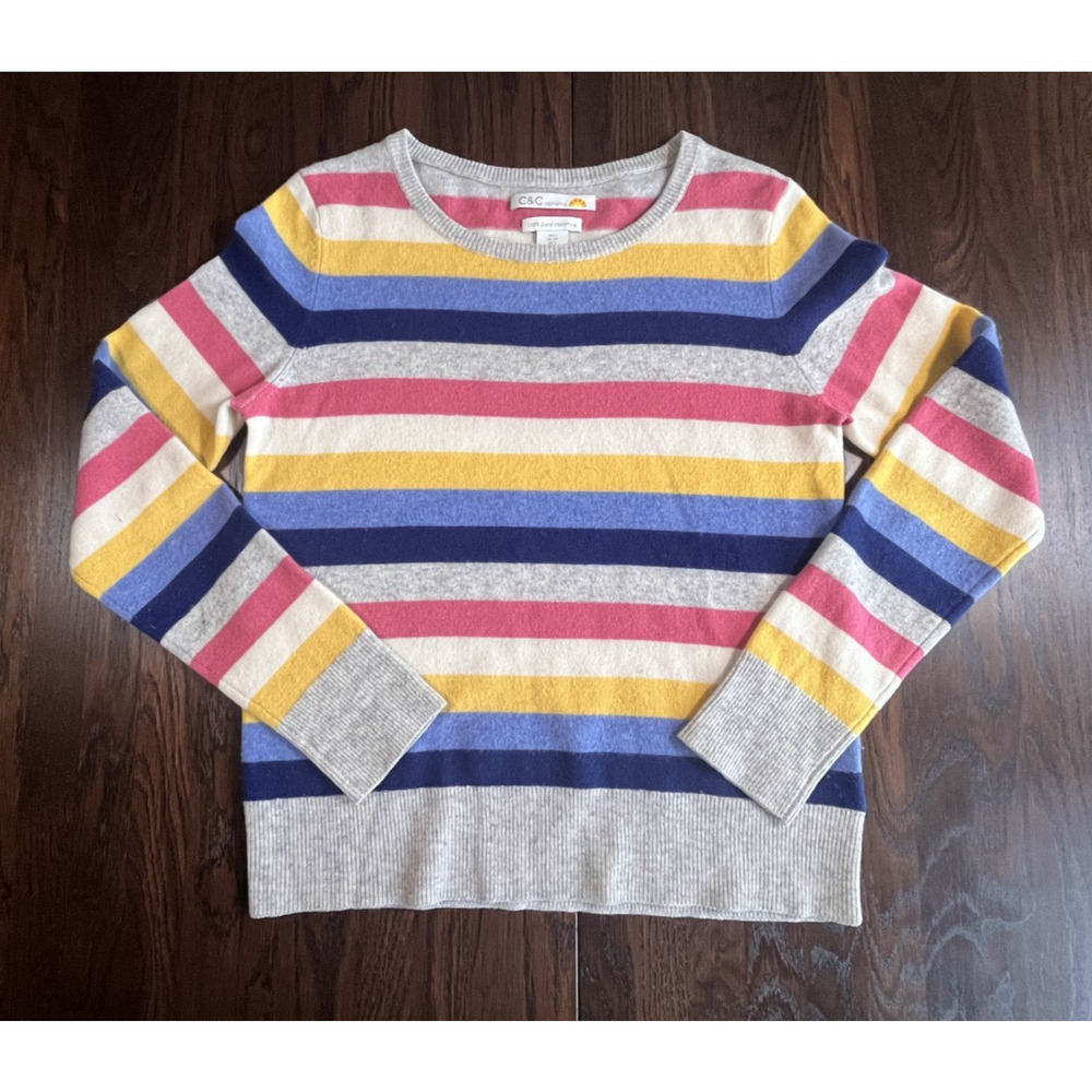 C&C California Cashmere Colorful Striped Crew Neck Sweater Size S